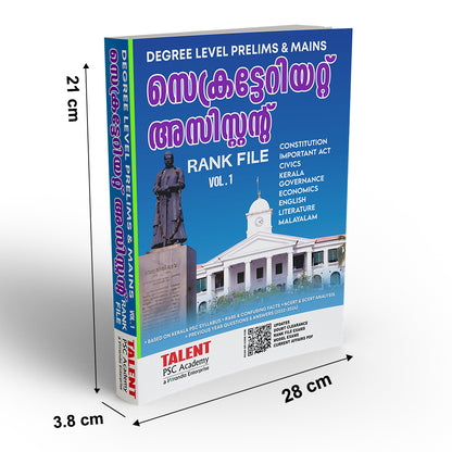 Kerala PSC Degree Level Prelims & Mains Secretariat Assistant Rank File Combo Set Vol 1, 2 & 3 Book By Talent Academy