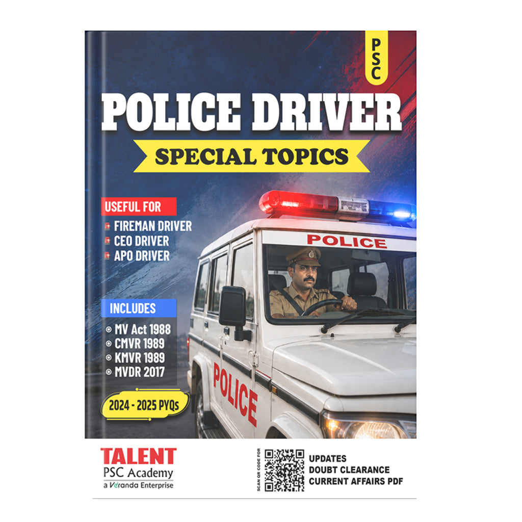 Kerala PSC Police Driver Special Topics New Syllabus 2026 Book Study Material by Talent Academy