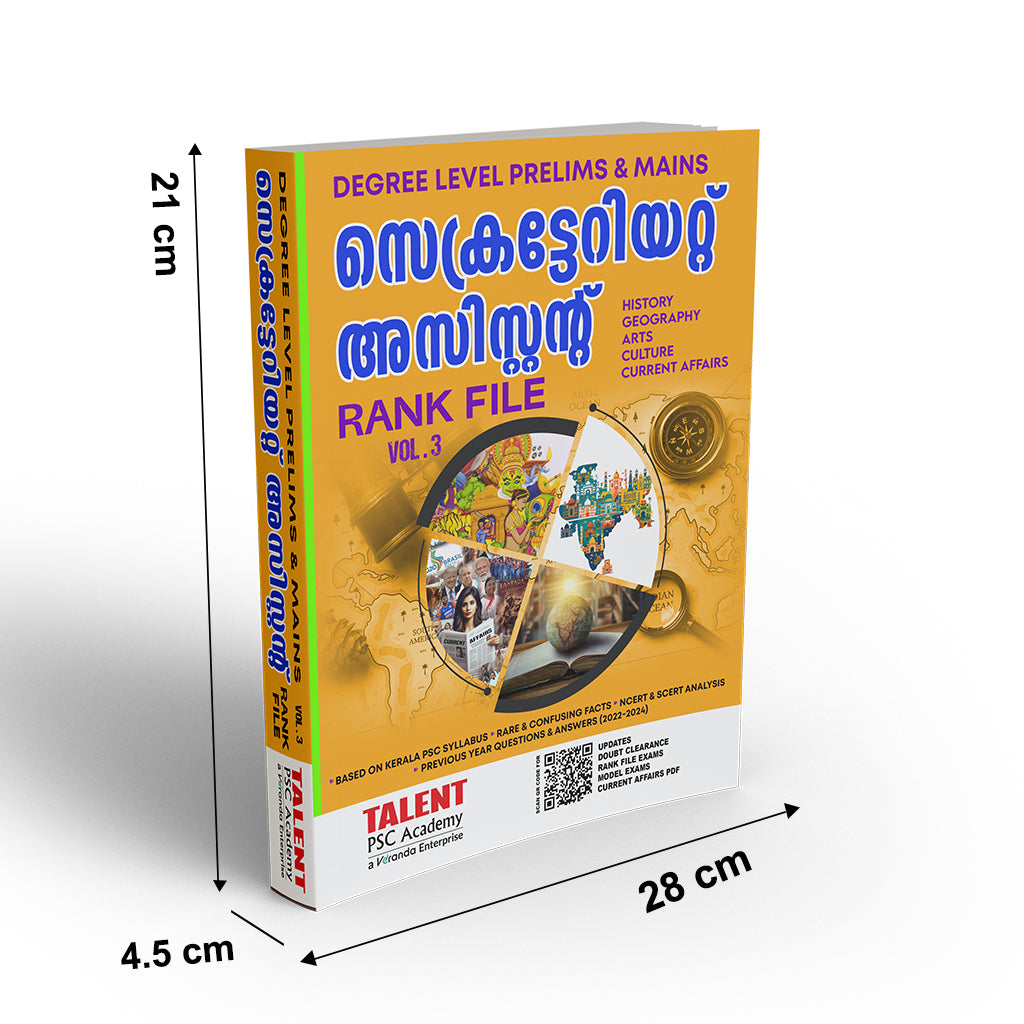 Kerala PSC Degree Level Prelims & Mains Secretariat Assistant Rank File Combo Set Vol 1, 2 & 3 Book By Talent Academy