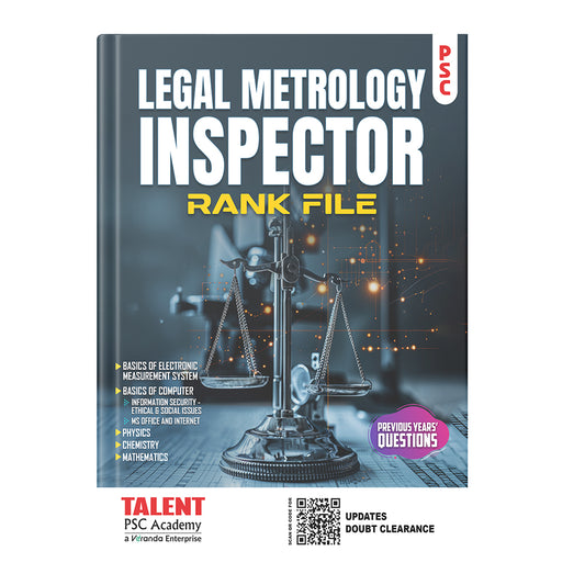 Kerala PSC Legal Metrology Inspector Rank File 2026 Book By Talent Academy