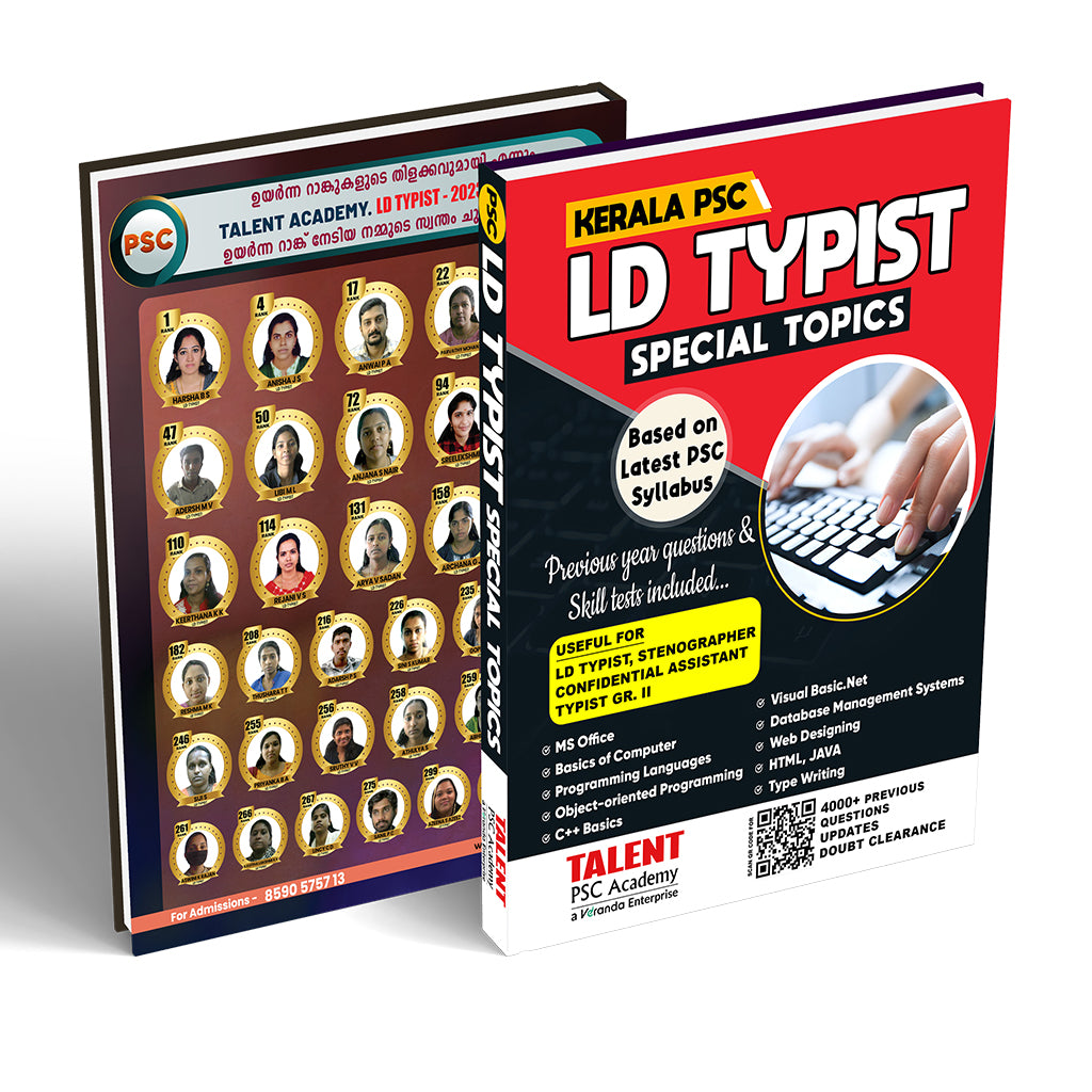 Kerala PSC LD Typist Special Topics 2024 Book by Talent Academy