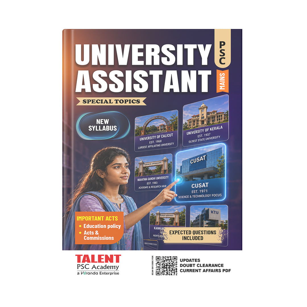 Kerala PSC University Assistant Mains Special Topics Book 2026 Edition By Talent Academy