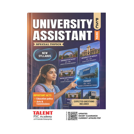 Kerala PSC University Assistant Mains Special Topics Book 2026 Edition By Talent Academy