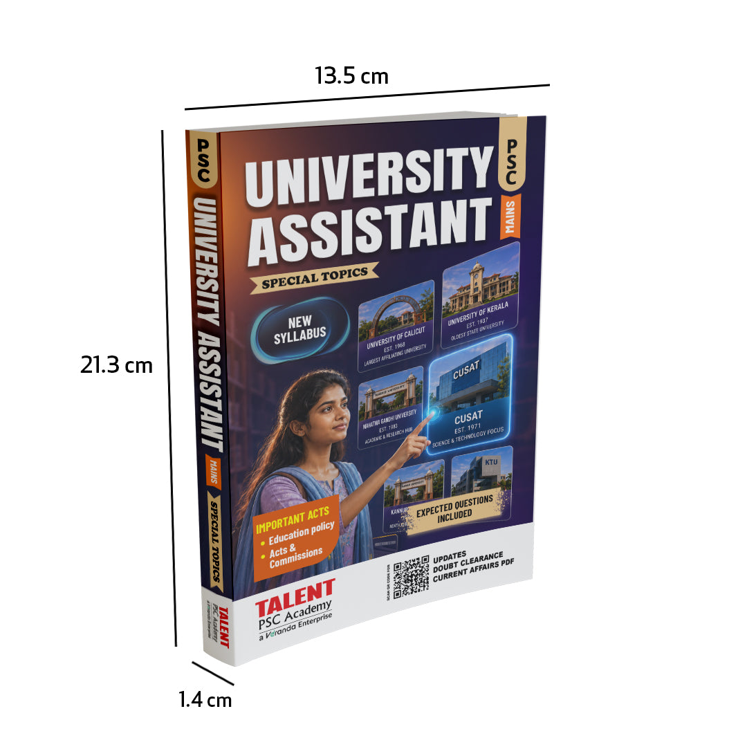 Kerala PSC University Assistant Mains Special Topics Book 2026 Edition By Talent Academy