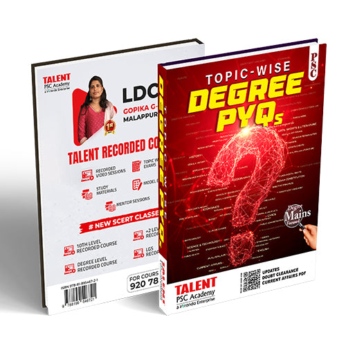 Kerala PSC Degree PYQ Topic Wise Book New SCERT & NCERT Syllabus Integration By Talent Academy
