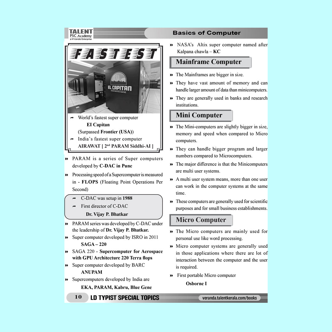 Kerala PSC LD Typist Special Topics Book by Talent Academy