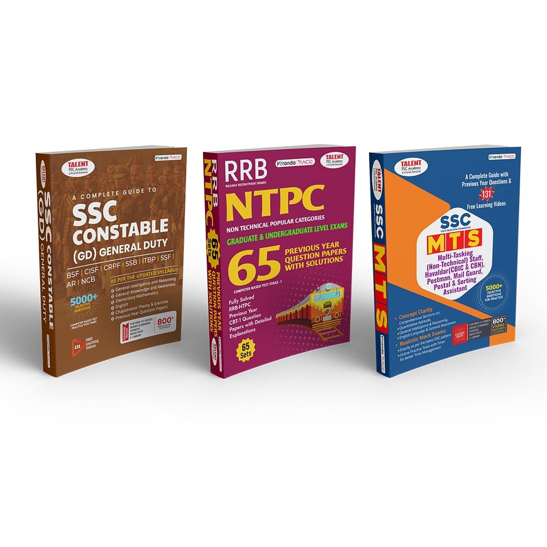 Kerala PSC SSC & Railways Book Combo - SSC GD, MTS & RRB NTPC Previous Questions By Talent Academy